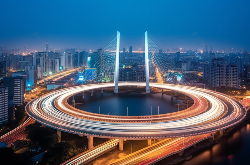 都市夜晚大桥上现代交通高速行驶车辆,高清,摄影图,摄影图片,图片大全,摄影图免费下载
